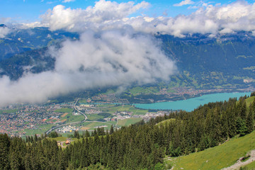 Fototapeta premium Colorful mountain landscape of the Swiss Alps on a summer day 