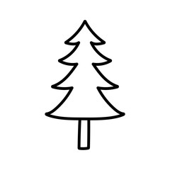 pine tree foliage botanical on white background thick line