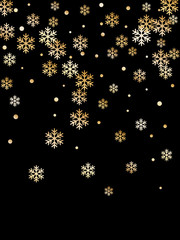 Gold snowflake and circle shapes background design
