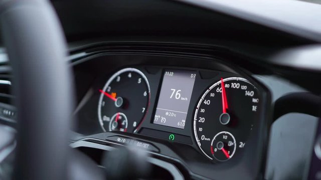 Car dashboard speedometer tachometer 80 kmph european car