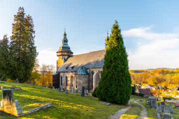 St George Church in Horni Slavkov. Sunny autumn day. Czech Republic