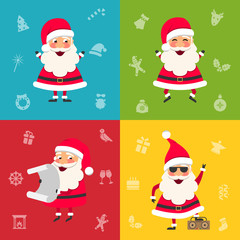 Collection Santa Clauses. Christmas Cheerful Happy Characters
