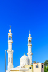 Fototapeta na wymiar Central mosque in El Dahar district of the Hurghada city, Egypt