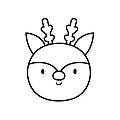merry christmas celebration cute reindeer head thick line