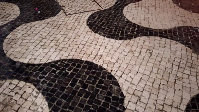 Portuguese traditional side walk in Madeira island in Portugal