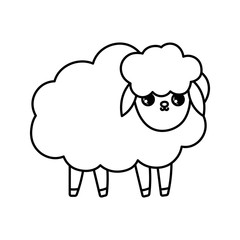sheep farm animal cartoon icon thick line