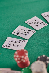 A straight flush laid out on the table. Casino, Winning combination