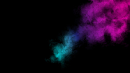 Abstract colorful fog smoke moves on isolated black background . The concept of aromatherapy