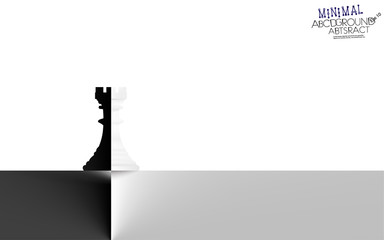 Chess rook minimal contrast white or black background. Corporate symbol concept in semitone gradient silhouettes. Delicate nuance of muted shade, geometric art piece. Illustration.