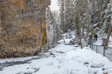 Fototapeta na wymiar Hiking Trail in Johnston Canyon at Banff National Park, Canada