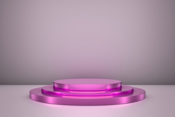 Scene from realistic metal cylinders on a gray metal background. 3d rendering image.