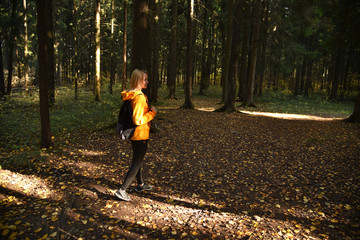 blonde autumn in the forest