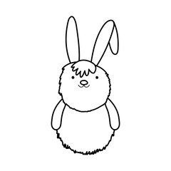 fluffy rabbit adorable toy icon thick line