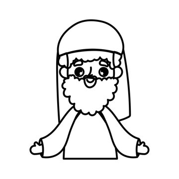 joseph character manger nativity, merry christmas thick line
