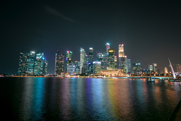 Fototapeta premium Singapore Skyline at night, Marina Bay