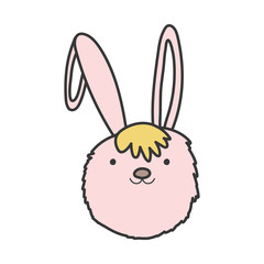 pink rabbit head adorable toy icon