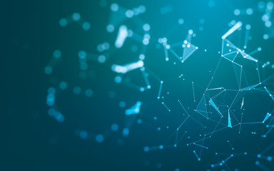 Abstract background. Molecules technology with polygonal shapes, connecting dots and lines. Connection structure. Big data visualization.