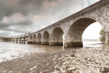 Railyway Bridge of the Tamar Valley Line over the River Tavy in Plymouth Devon