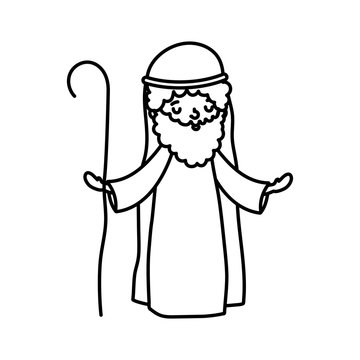 recommend clip art: joseph character manger nativity, merry christmas thick line