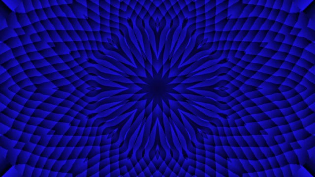 Transforming psychedelic blue nostalgic shimmering kaleidoscope.