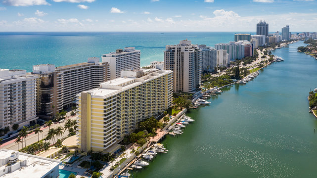 Aerial Miami Beach Collins Avenue