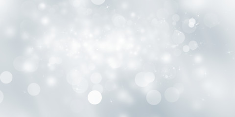 Obraz premium white and gray Christmas light with snowflake bokeh background, Winter backdrop wallpaper.