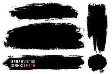 Vector set of hand drawn brush strokes, stains for backdrops. Monochrome design elements set. One color monochrome artistic hand drawn backgrounds.