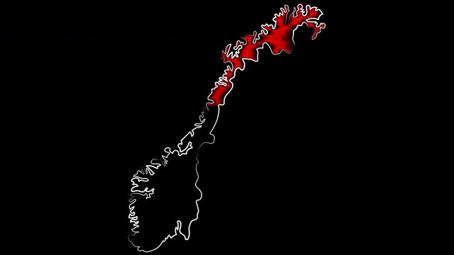 Oslo Norway coloring the map and flag. Motion design.