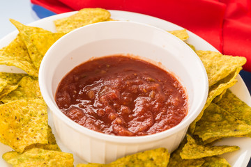 Jalapeno Tortilla Chips with Salsa Rojo