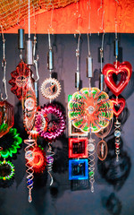 Christmas tree decorations at Christmas market at Germany in Europe in winter. German Night street...