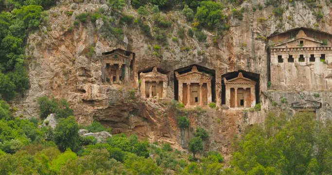 Ancient Greek Tombs in Mira Town, Marmaris, Turkey