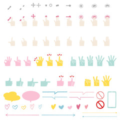 手 サイン カラフル アイコンセット