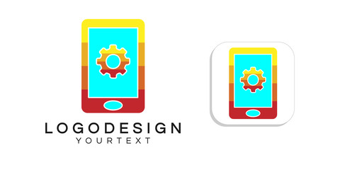 repair gadget logo design. icon app smartphone color full