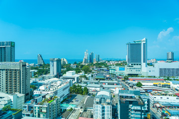 Pattaya Thailand - 23 October 2019 : Beautiful cityscape and landscape with building around Pattaya city Chonburi Province Thailand