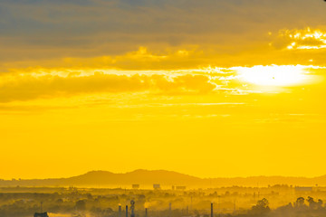 Beautiful landscape of sea ocean around Pattaya city in Thailand at sunset time