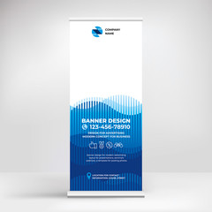 Trendy design of advertising banner roll-up, in a modern graphic style