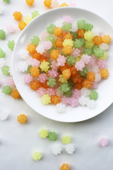 色とりどりの金平糖　和風飴　日本飴　