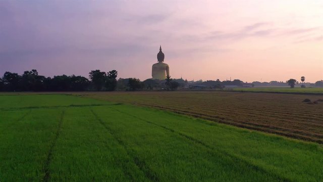  Clip of the big Buddha image in the morning At Wat Muang, Ang Thong Province, Thailand