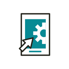 smartphone setting click web development icon line and fill