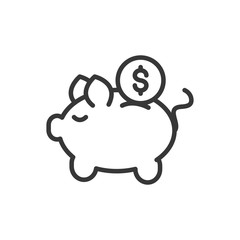 piggy bank coin finance bank money icon thick line