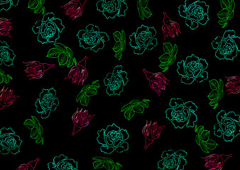 abstract colorful flowers and leaf