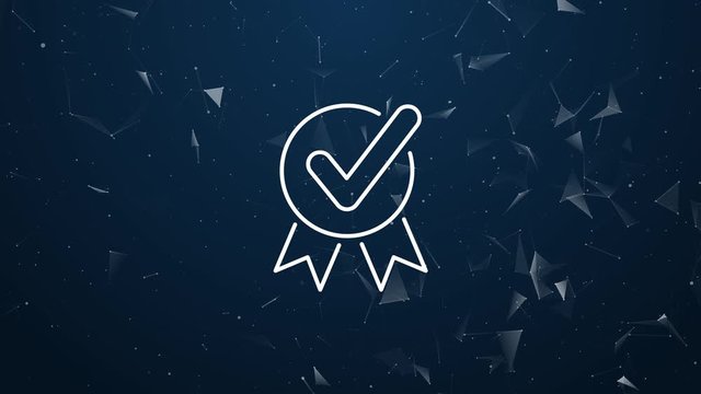 Explosive introduction of Checkmark rosette concept. Polygonal animation, 4k composition and explosion of symbol icon.