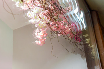 Sakura flower shop showcase. flowers 24 hours. romantic beauty cosmetic