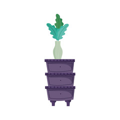 wooden cabinet furniture with vase plant icon