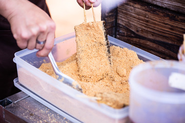 Pork blood cake is a kind of Taiwanese food made from rice and blood. It is usually sold at a food...