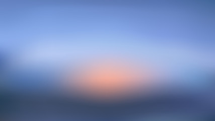 Dreamy Sunrise Blurred Vector Background. Dawn over Water. Early Morning Blue Sky and Pink Sun. Out-of-focus Effect. Blue to Coral Pink Ombre Gradient Mesh. Blurry Backdrop with Copy Space for Text. © Artefficient