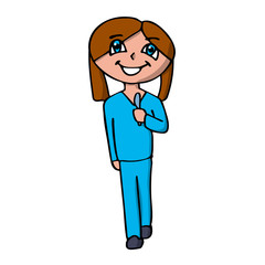 female surgeon with a scalpel smiling goes for an operation. isolated vector illustration