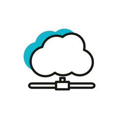 cloud computing data social media icon line and fill