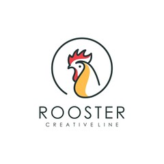 Rooster style logo line, illustration of animal shape with outline style