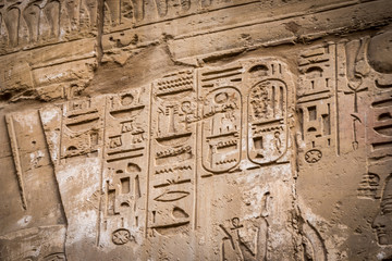 hieroglyphs in karnak temple egypt